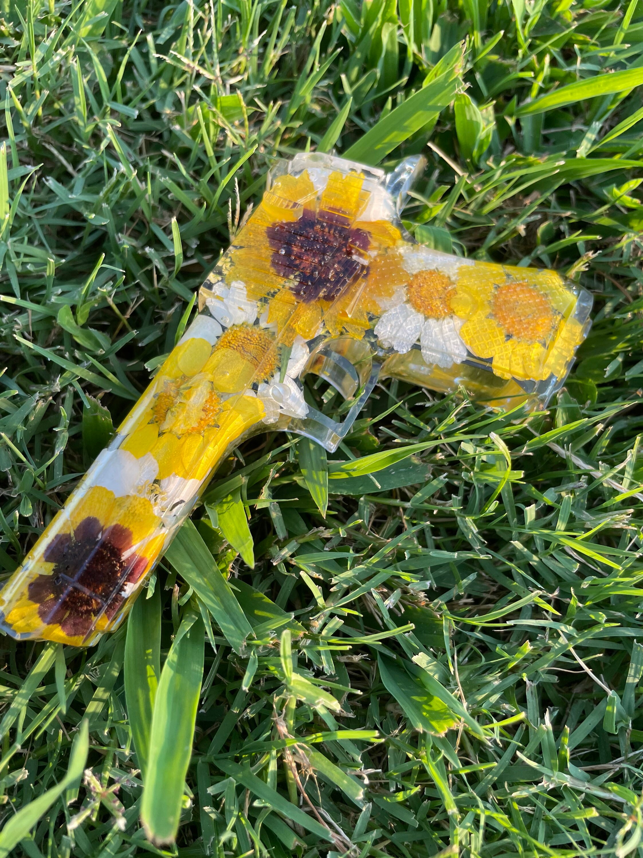 Handmade Resin Art Yellow Flower Gun Etsy