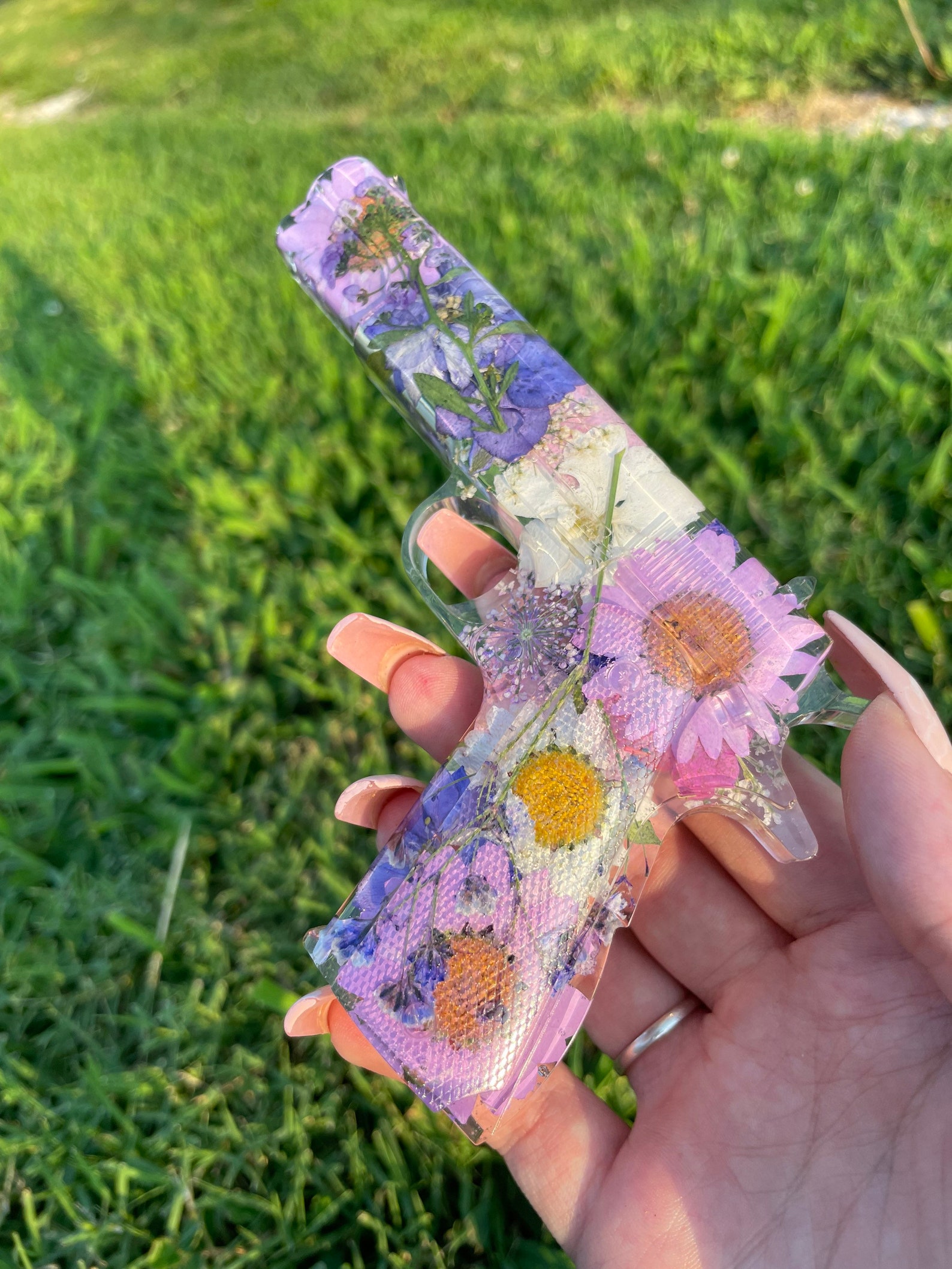 Handmade Resin Art Purple Flower Gun Etsy