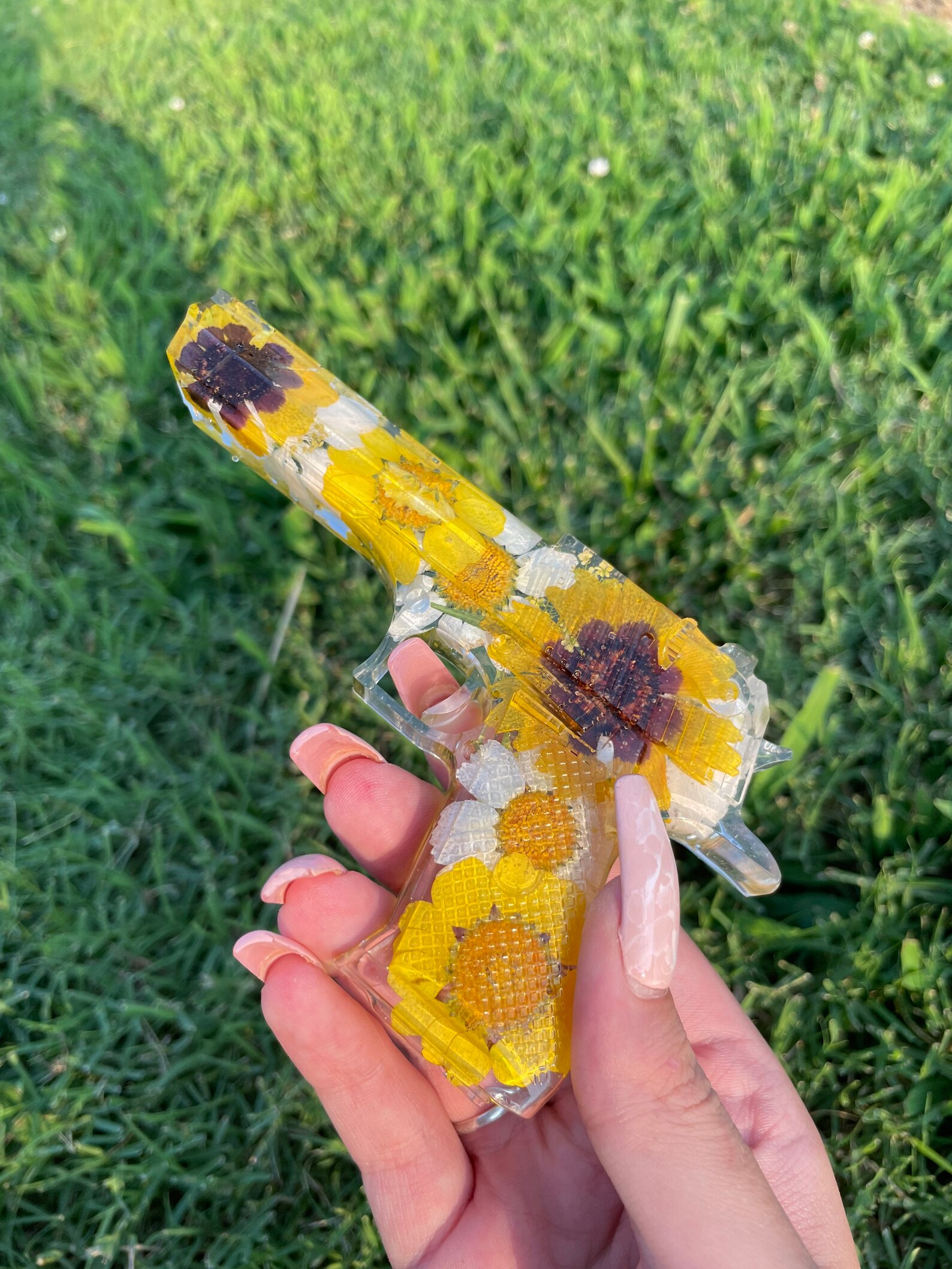 Handmade Resin Art Yellow Flower Gun Etsy
