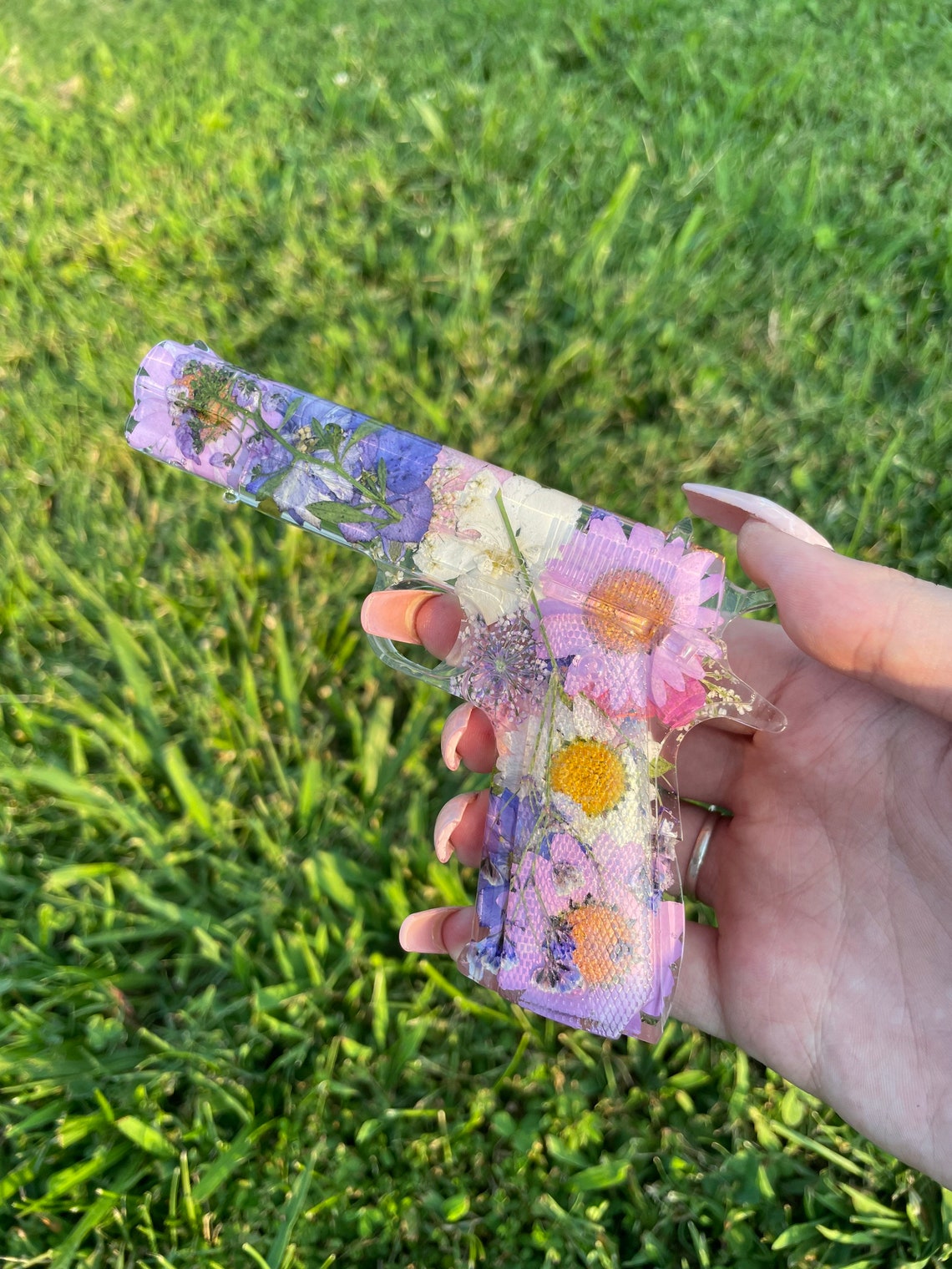 Handmade Resin Art Purple Flower Gun Etsy