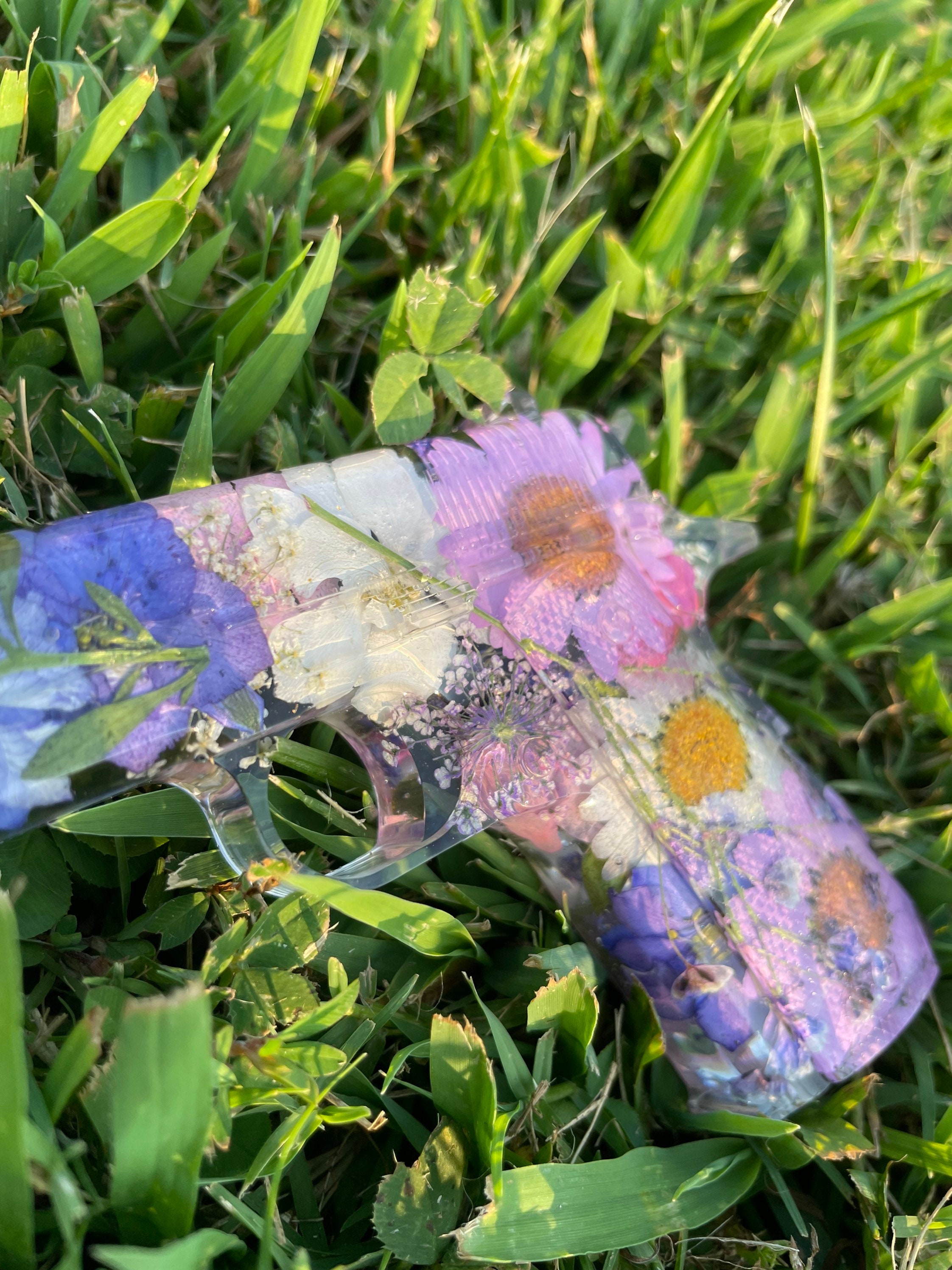 Handmade Resin Art Purple Flower Gun Etsy