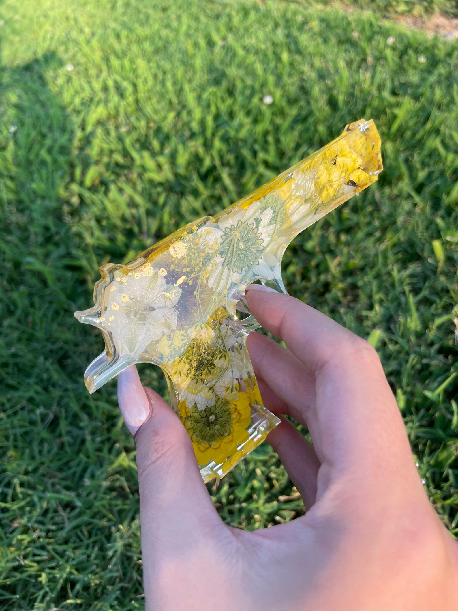 Handmade Resin Art Yellow Flower Gun Etsy