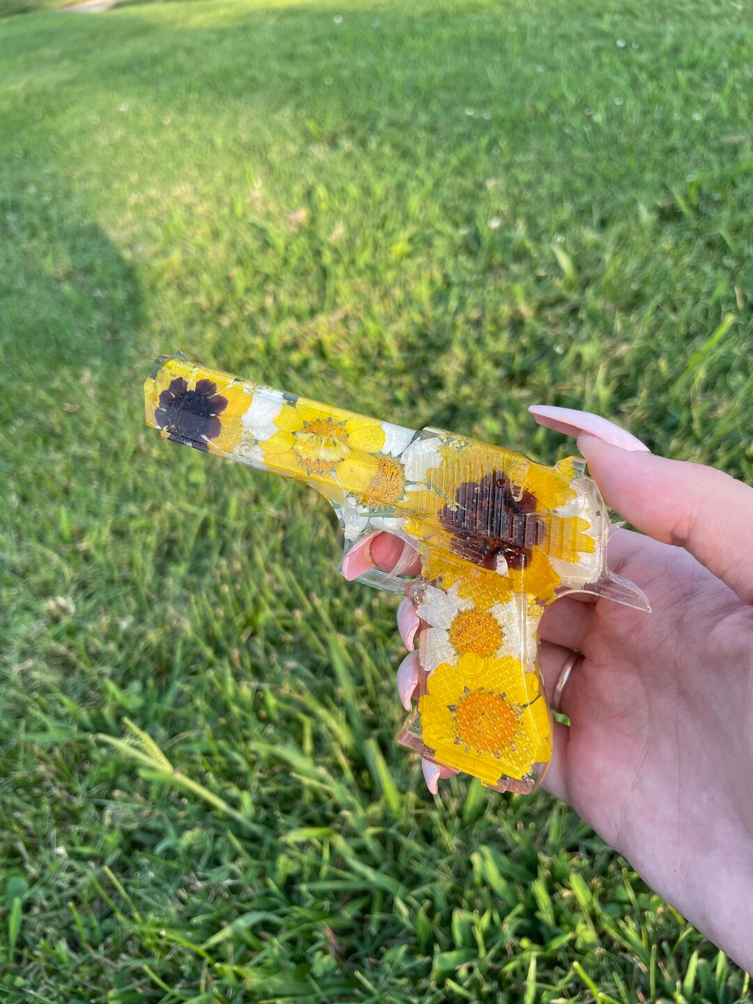 Handmade Resin Art Yellow Flower Gun Etsy UK