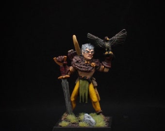 Elf Ranger / Elf warrior / D&D / Pathfinder / Painted Miniature / Roleplaying miniature / Elf / Painted Dungeons and Dragons Elf Fighter