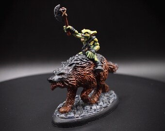 Goblin wolf rider | dungeons and dragons | Painted miniature | Pathfinder | Frostgrave