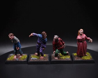 Four Painted zombie miniatures | Dungeons and dragons | roleplaying games | Table top miniatures | Monsters