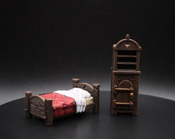 Bedroom Furniture | Dnd scenery | Tavern furniture | Miniature furniture | Painted furniture | tabletop scenery | pathfinder | ttrpg