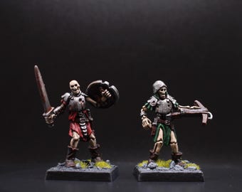 Painted skeleton miniatures | Table top games | Dungeons and Dragons | Pathfinder | Frostgrave | Two painted minis