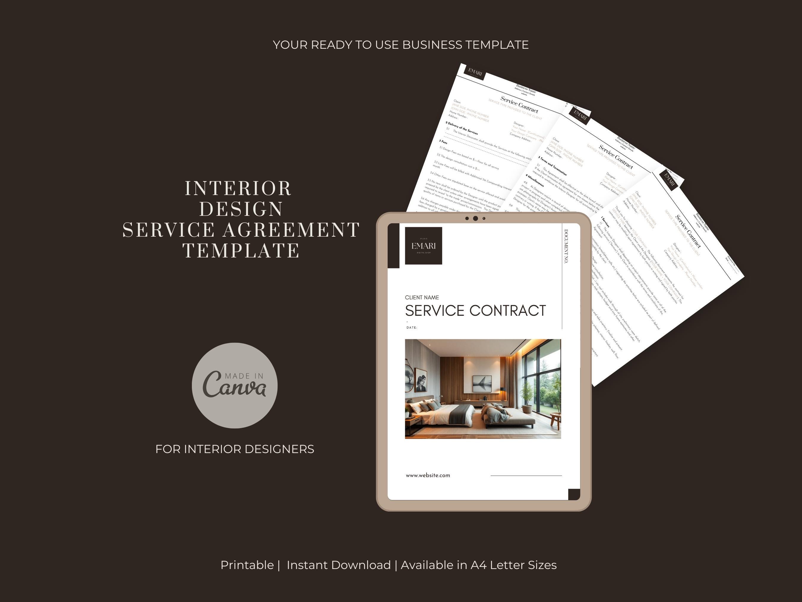 Interior Design Contract Template | Service Contract | Minimalist ...