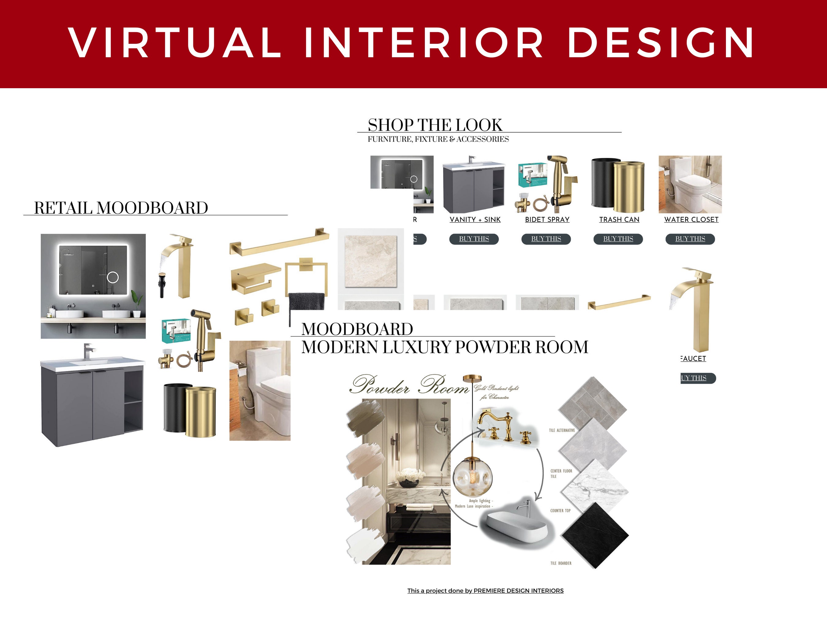 Powder Room Moodboard Virtual Interior Design E-design Moodboard ...