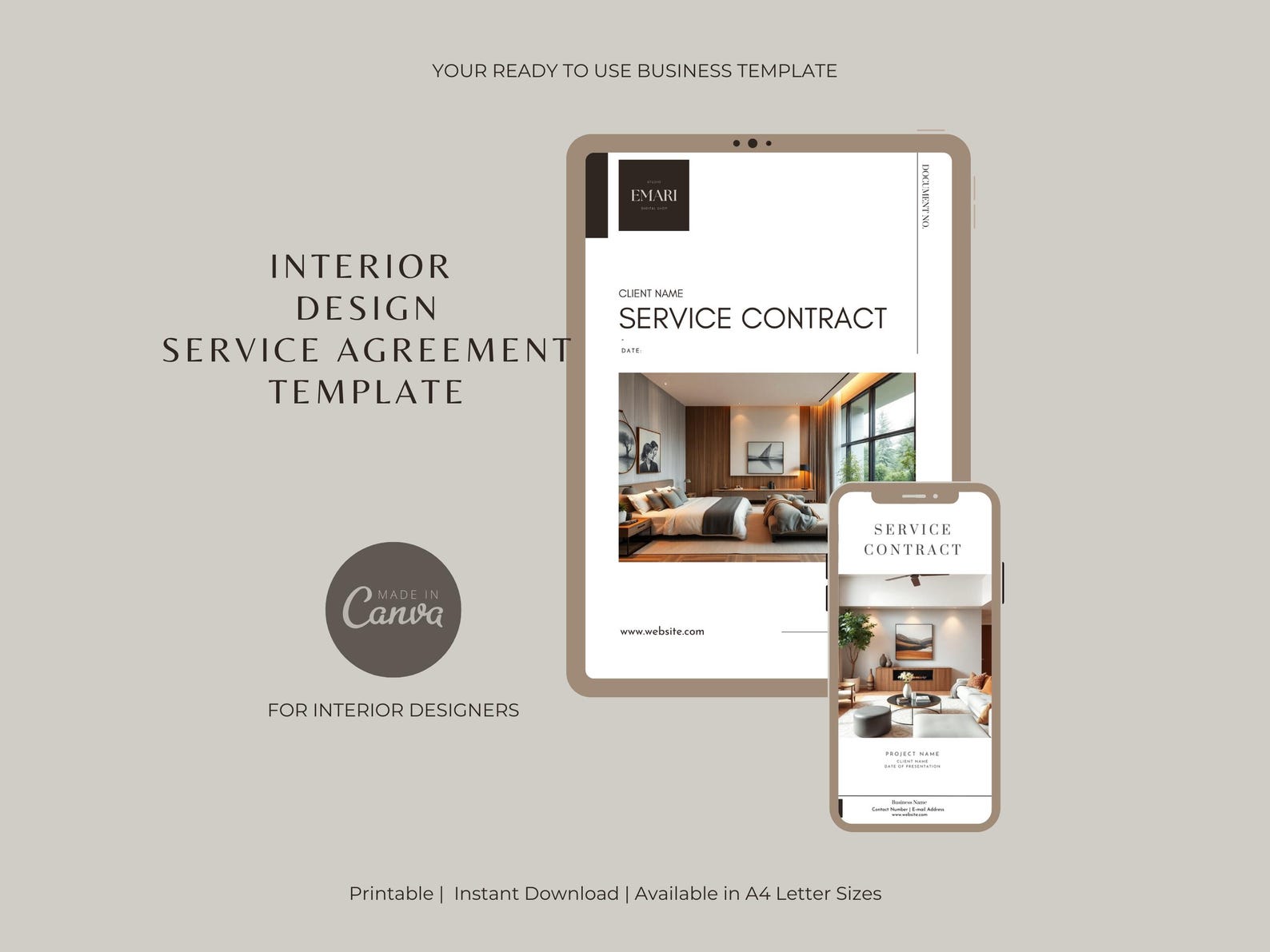 Interior Design Contract Template | Service Contract | Minimalist ...