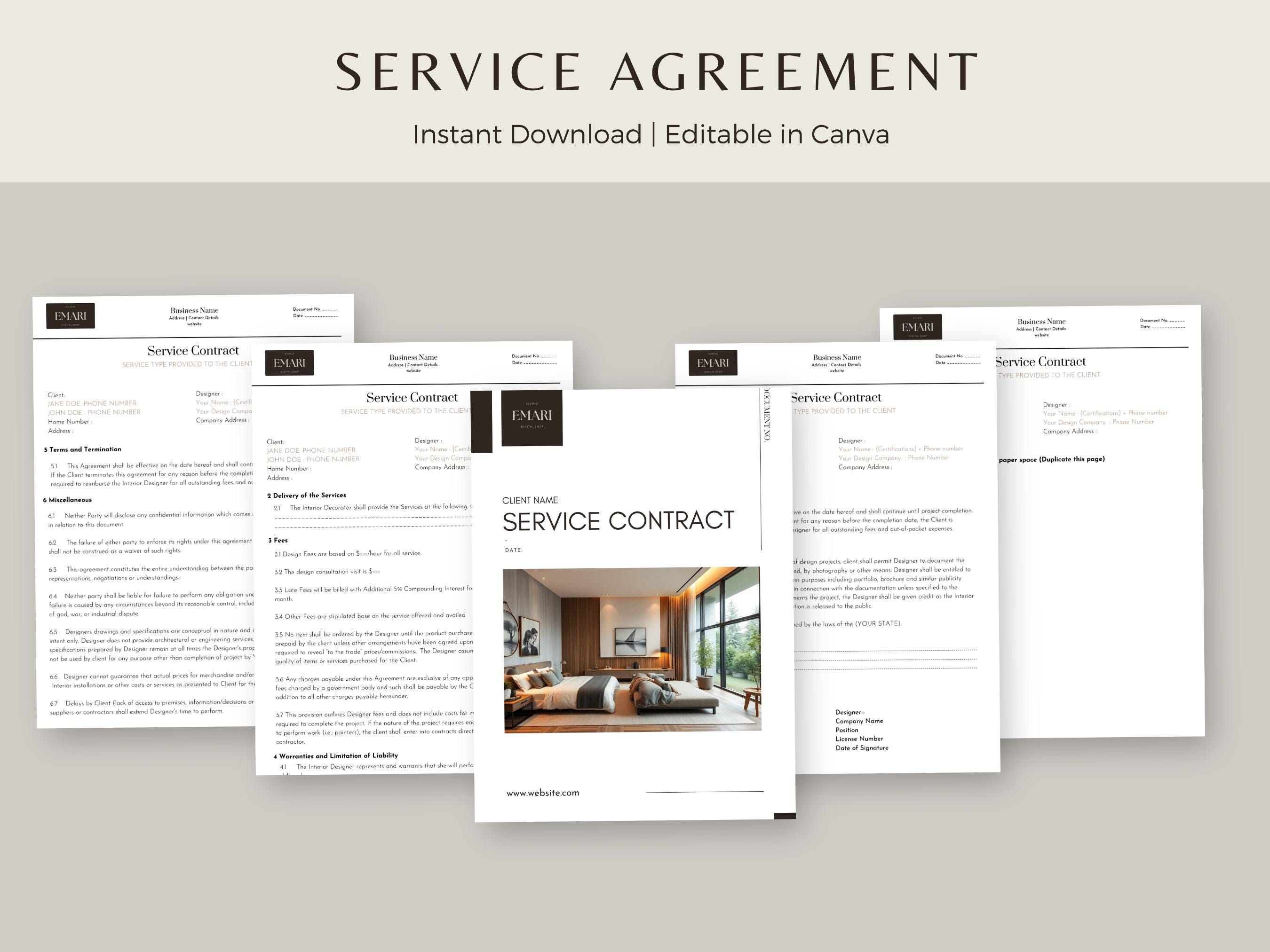 Interior Design Contract Template | Service Contract | Minimalist ...