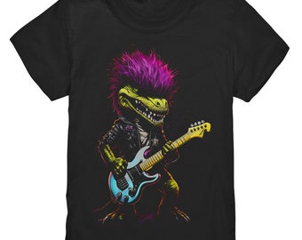 Metal-Dino spielt Gitarre - Kinder-Premium-Shirt