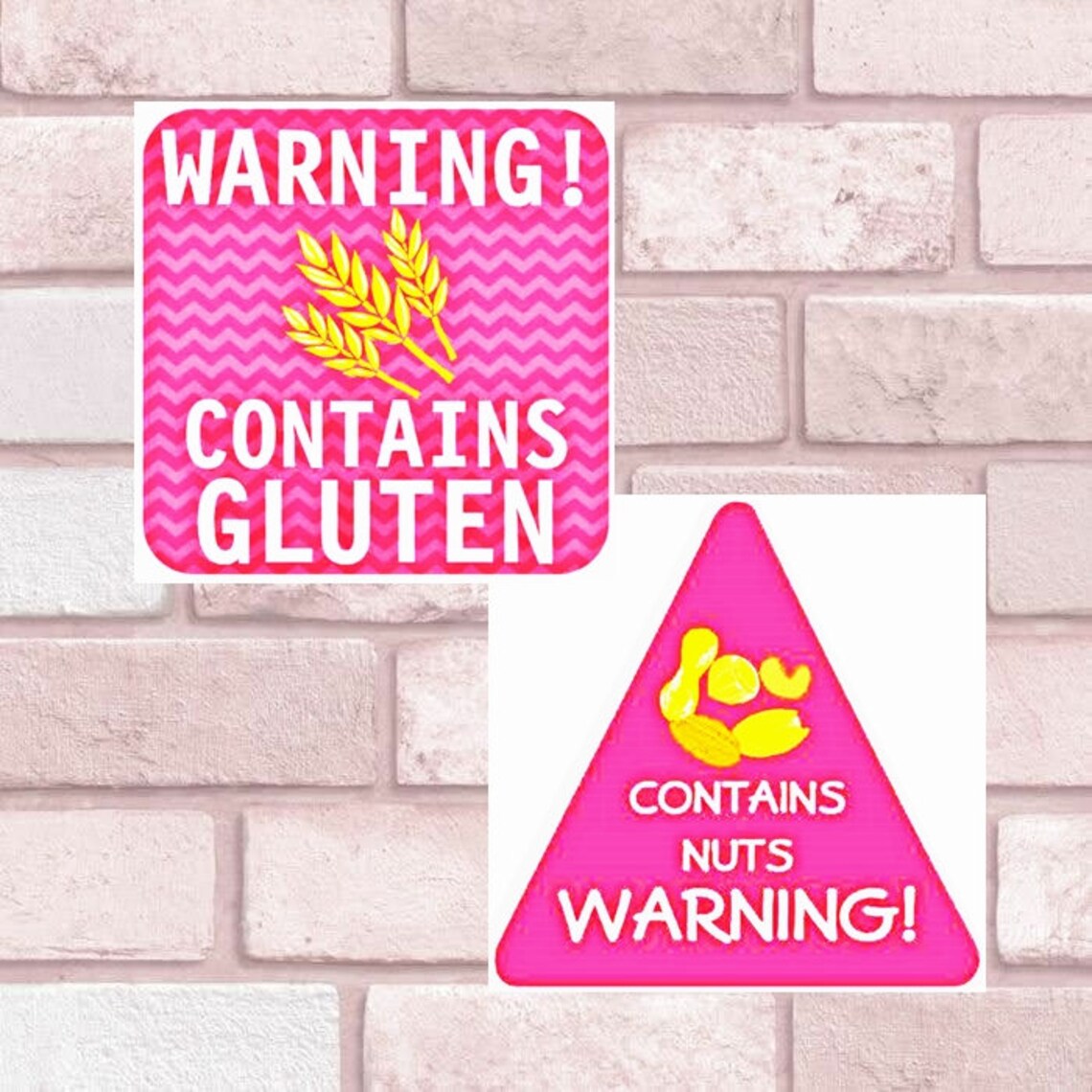 WARNING Contains NUTS Contains GLUTEN Pink Matt Etsy UK