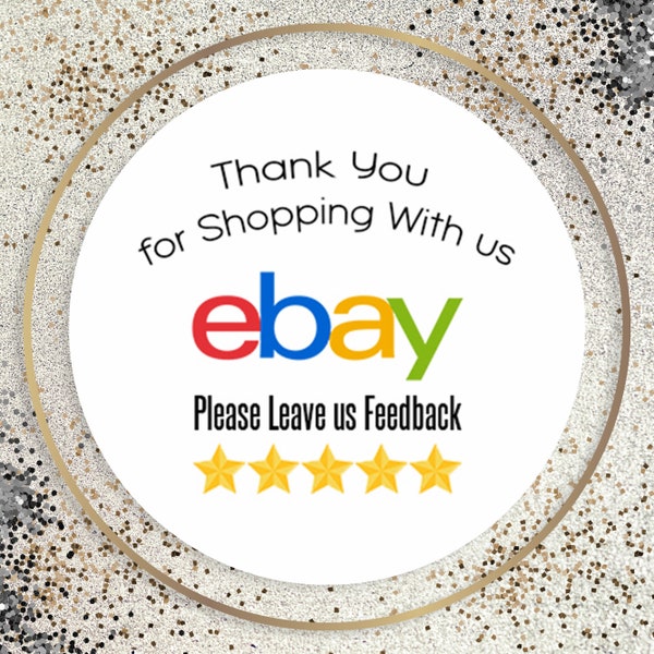 Ebay *Thank you for shopping with us* self-adhesive matt rounds stickers 37mm (35 stickers on A4 sheet)