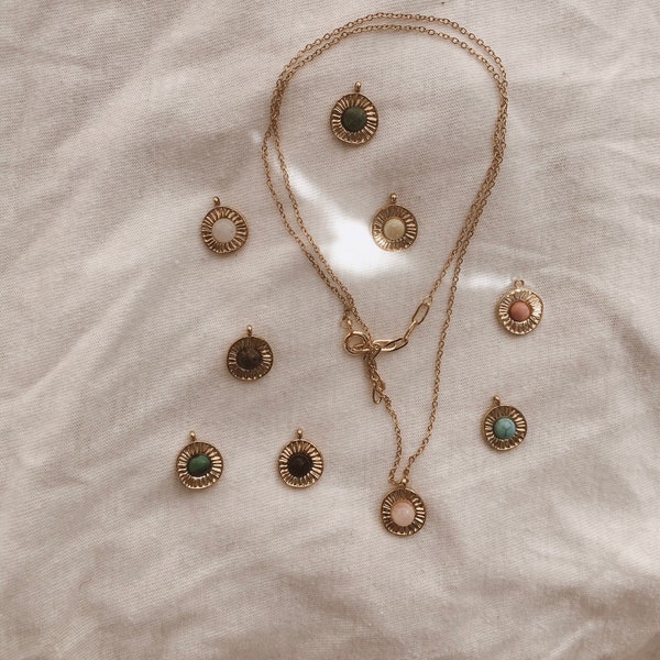 Gold plated gemstone necklace „Mathilda“
