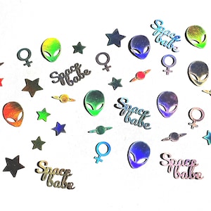 Alien Confetti, Out of Space feestdecoraties, buitenaardse confetti verjaardagsfeestje, space babe, buitenaards thema, holografische buitenaardse confetti