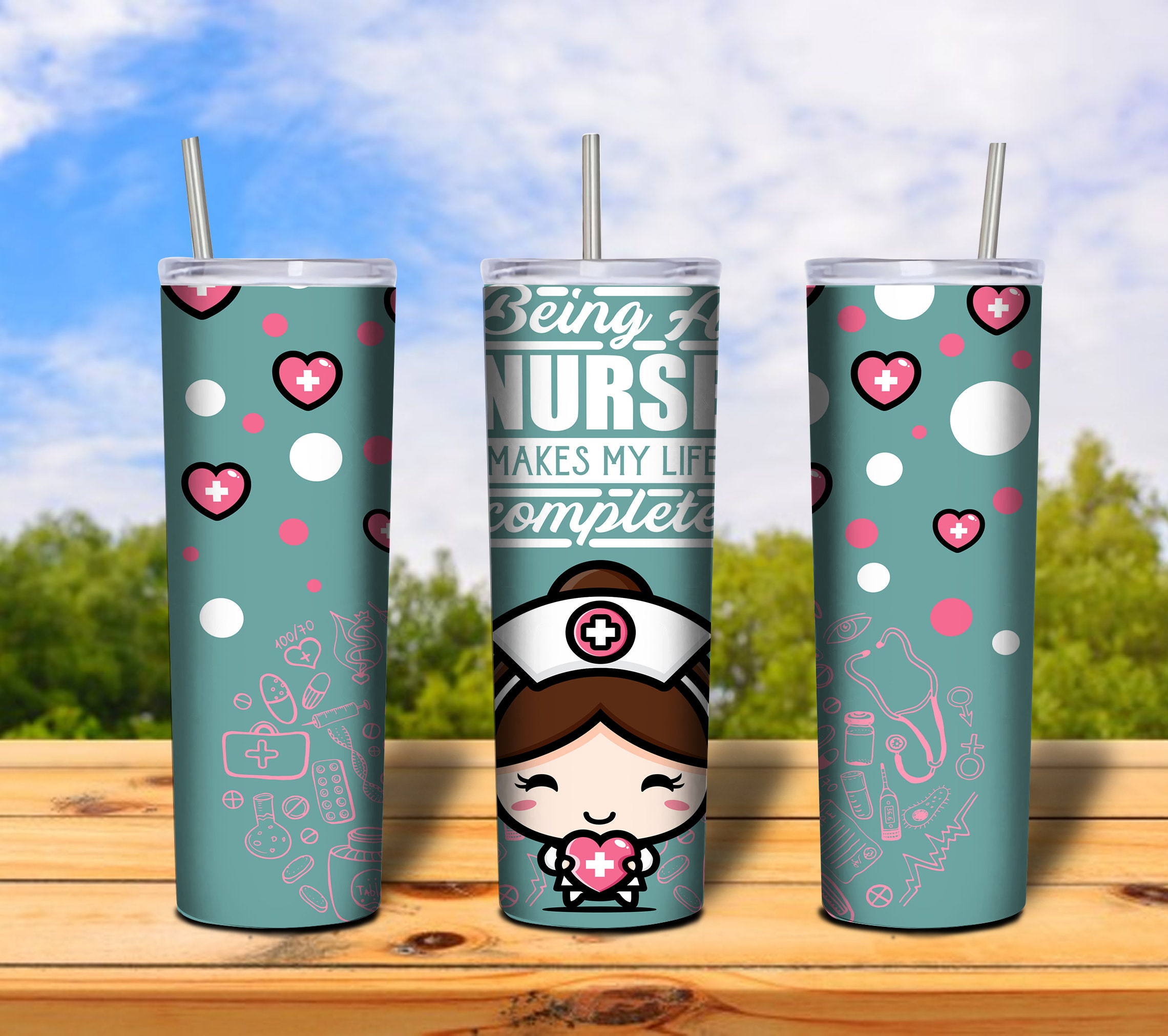 Nurse Tumbler Designs PNG Nurse Tumbler Sublimation Designs Etsy