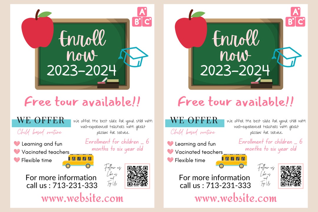 Childcare Flyer Template QR Code Daycare Flyer A4 Size Family Day Care