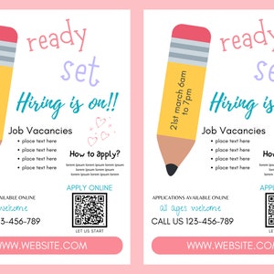 Childcare Hiring flyer template| QR code|  daycare flyer |A4 size|childcare |printable | editable| instant download | hiring