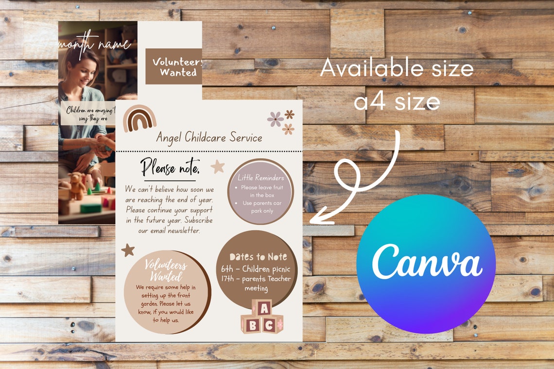 Childcare Newsletter Template| QR Code| Daycare Flyer |A4 Size|family ...