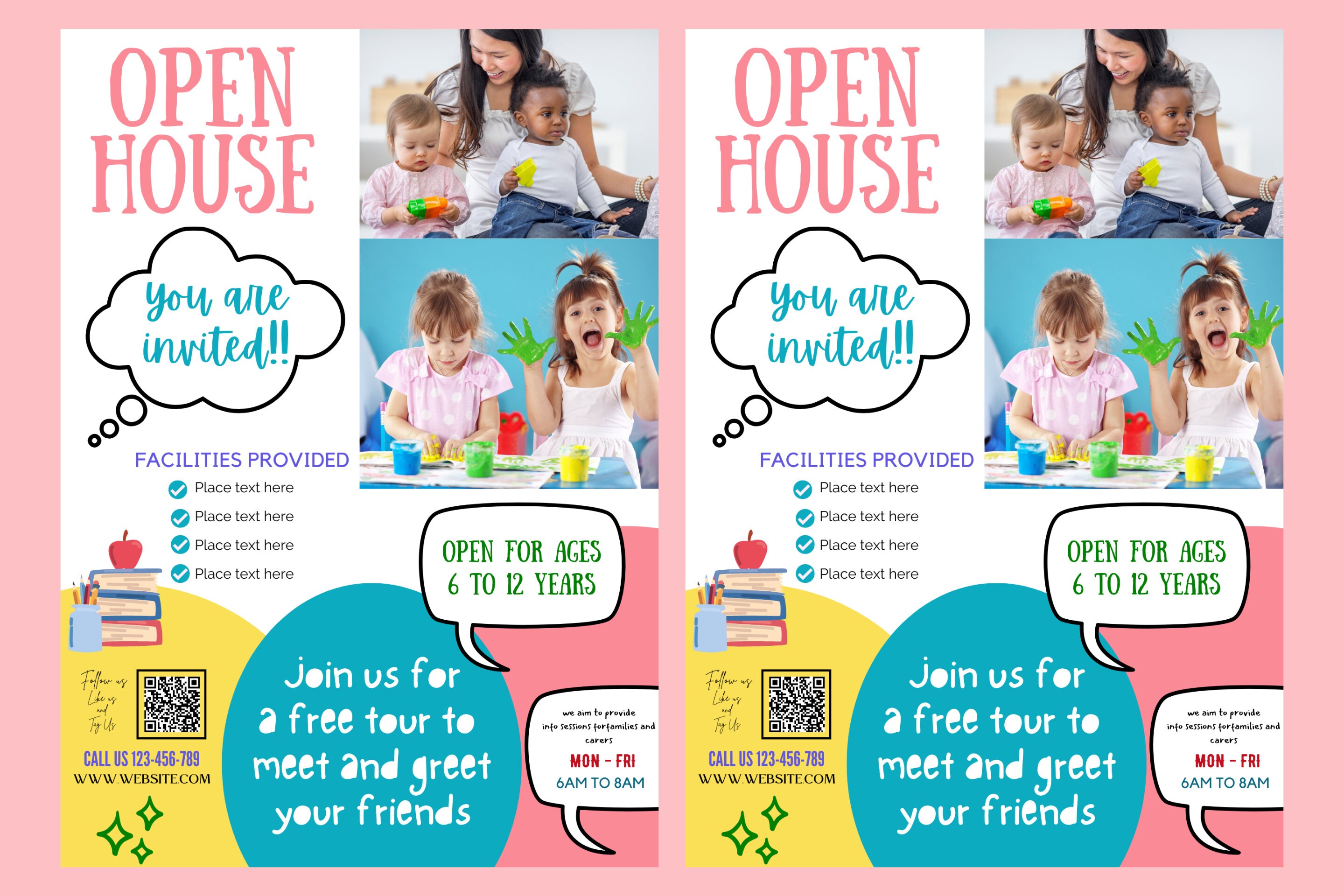 Childcare Event Flyer Template QR Code Daycare Flyer A4 Sizefamily