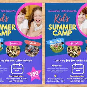 Summer Camp flyer template| QR code|  daycare flyer |A4 size|family day care printable | editable| instant download | summer camp flyer