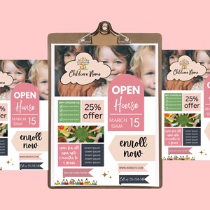 Opendeurdag-flyer| folder kinderopvang| QR-code|  Flyer crèche |A4-formaat|gezinsopvang afdrukbaar | bewerkbaar| direct downloaden | boho | uitnodigen