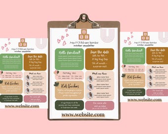Childcare newsletter flyer| Newsletter template| QR code|  daycare flyer |boho flyer|family day care printable| editable| instant download |