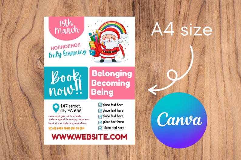 Santa Claus Flyer Template | QR Code| Daycare Flyer | A4 Size| Family ...