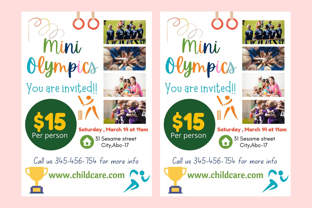 Childcare Olympics Flyer Olympics Flyer QR Code Daycare Flyer post