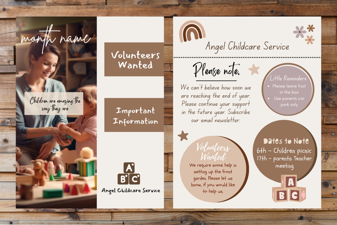 Childcare Newsletter Template| QR Code| Daycare Flyer |A4 Size|family ...