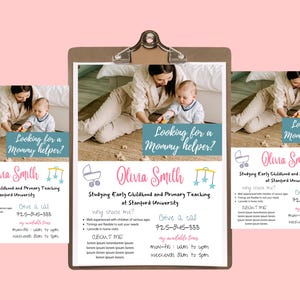 Childcare editable flyer| Mommy Helper flyer | QR code|  daycare flyer | A4 size|printable | editable| instant download |