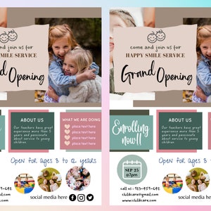 Grand opening flyer template |QR code| childcare flyer |teacher| editable| instant download | home day care| grand opening| preschool