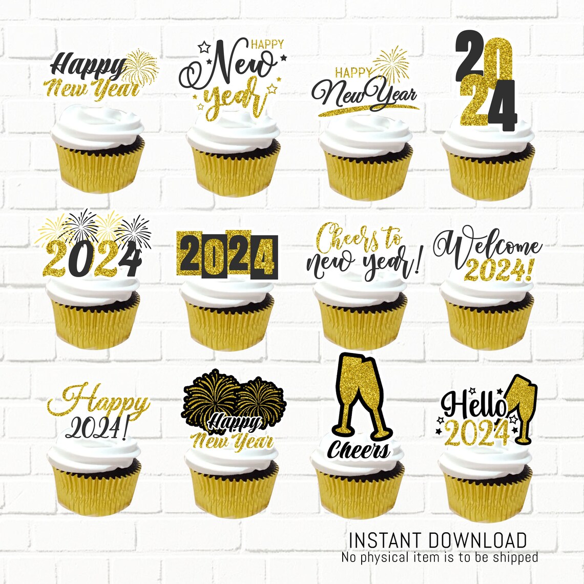 2024 Happy New Year Cupcake Topper 2023 Printable Cupcake - Etsy UK
