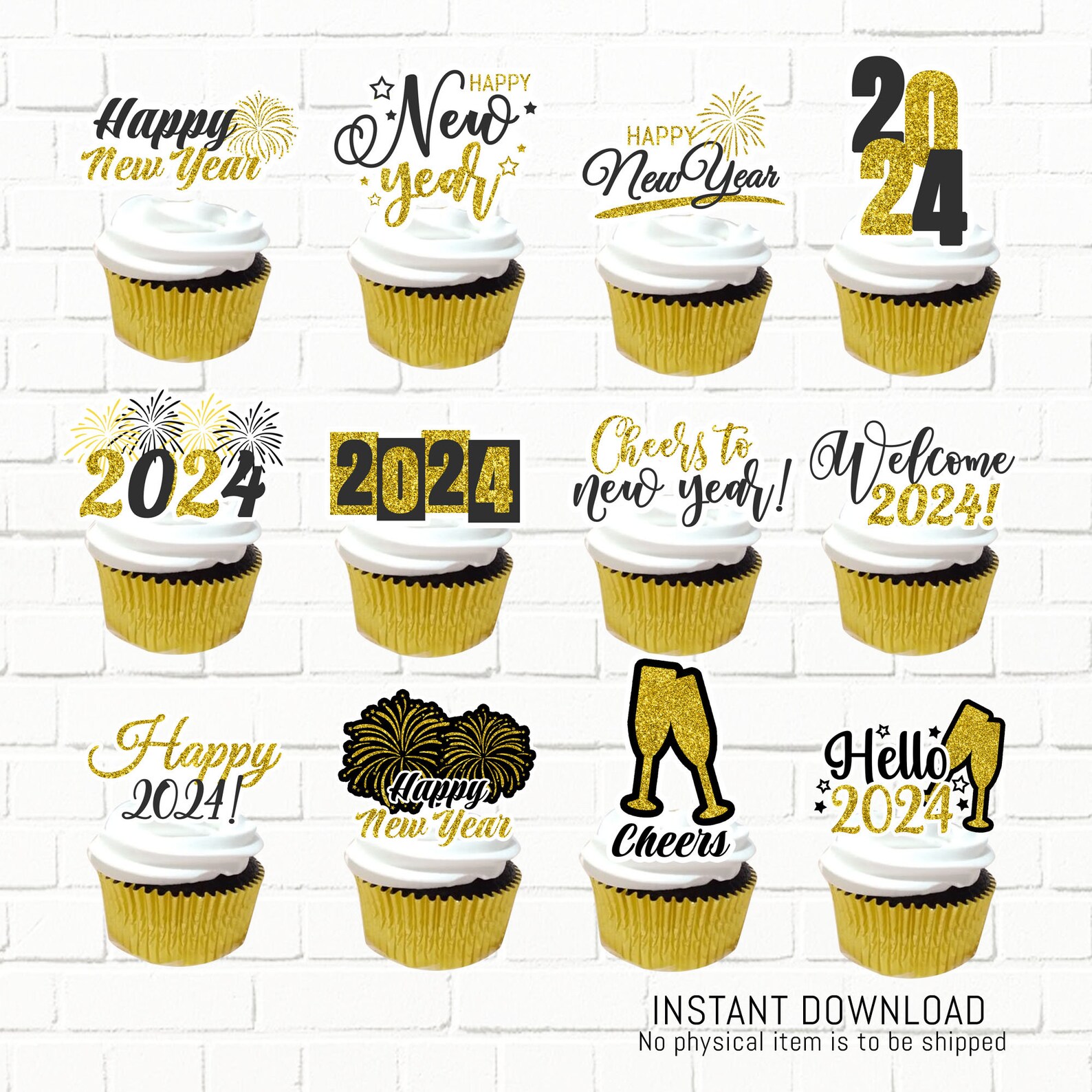 2024 Happy New Year Cupcake Topper 2023 Printable Cupcake - Etsy UK