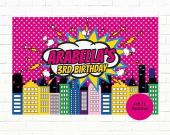 Superhero Printable Backdrop | Superhero Birthday Printable Backdrop | Superhero Personalized Printable Backdrop