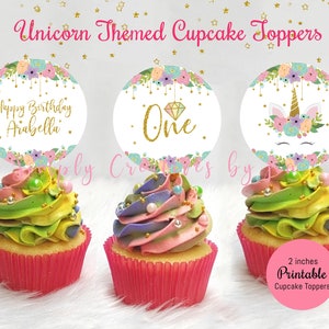 Unicorn Cupcake Topper | Unicorn Theme Party | Personalized Cupcake Topper