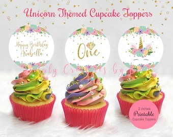 Unicorn Cupcake Topper | Unicorn Theme Party | Personalized Cupcake Topper