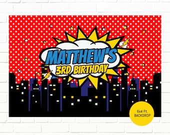 Superhero Birthday Backdrop Printable | Superhero Birthday Banner Printable
