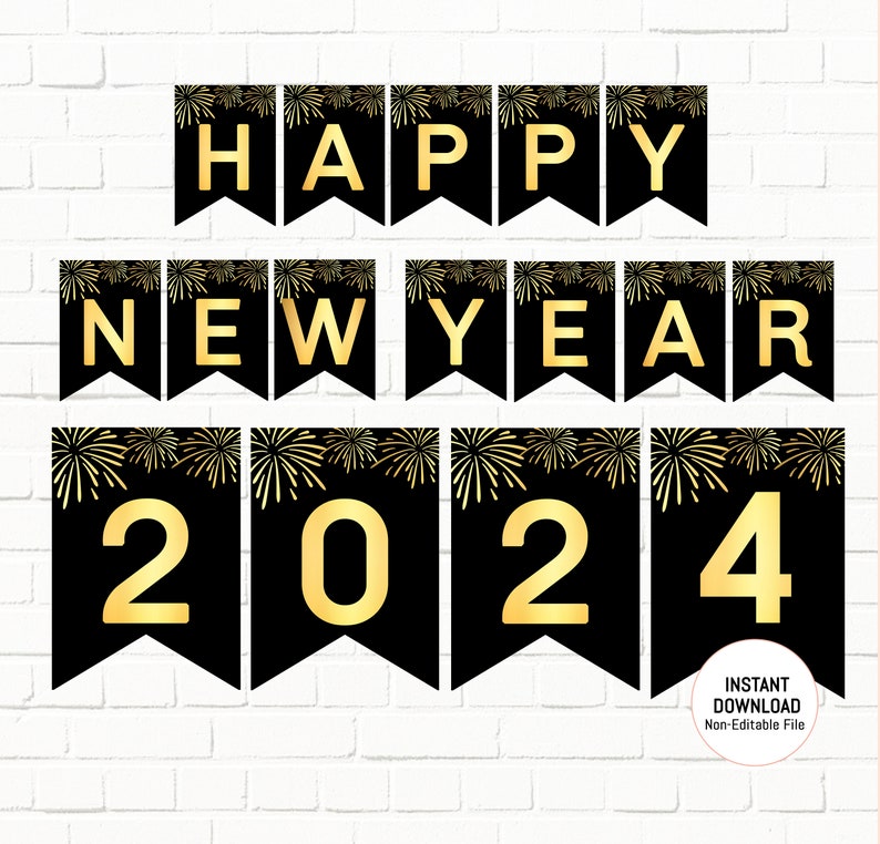 Happy New Year 2024 Printable Instant Download Etsy