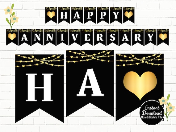 Happy Anniversary Banner Printable Happy Anniversary Banner - Etsy