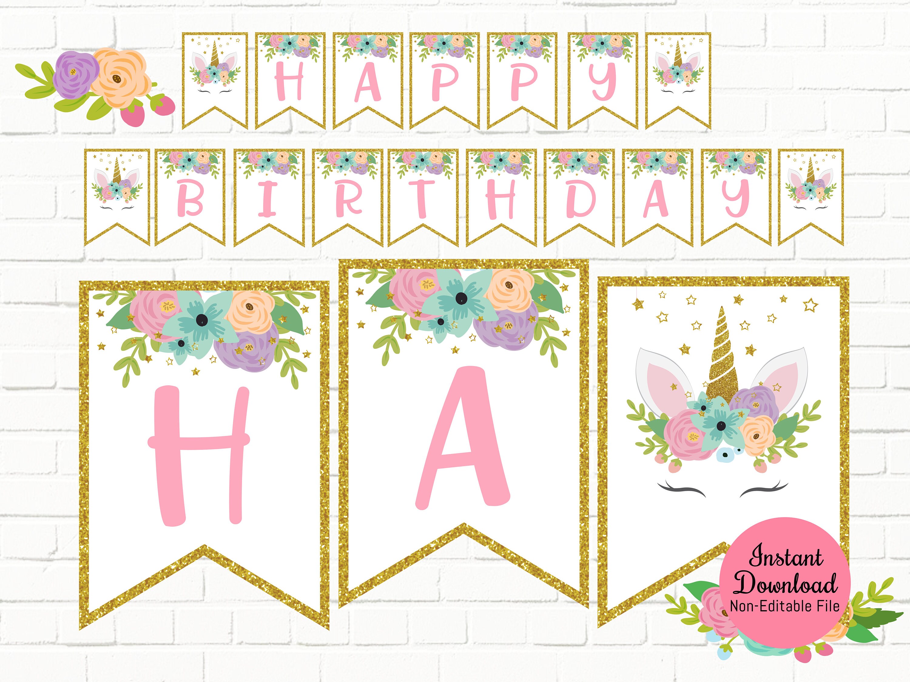 Unicorn Party Jumbo Letter Banner main image 1