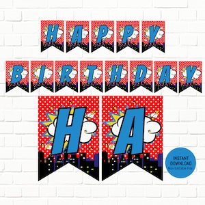 Superhero Banner Printable | Superhero Birthday Banner Printable | Superhero Party Banner Printable