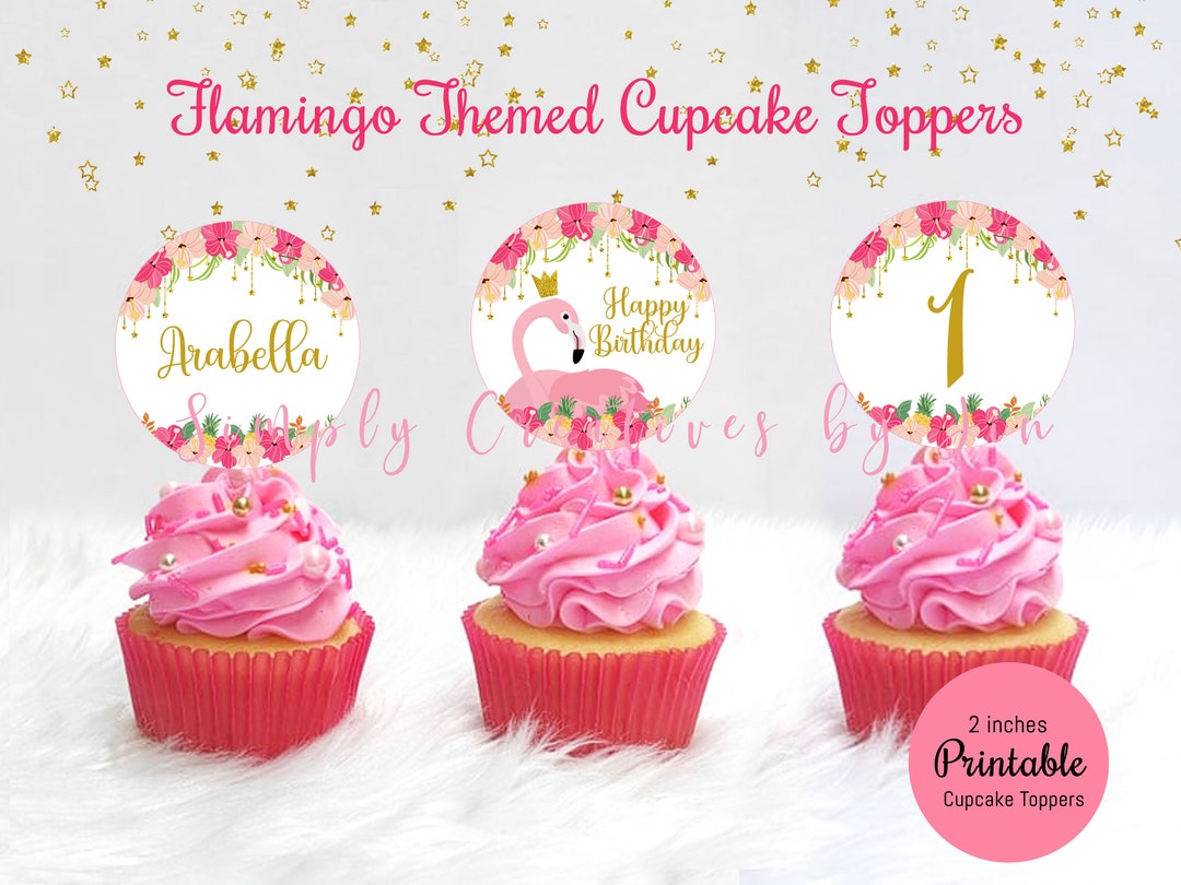 Flamingo Cupcake Toppers | Flamingo Cupcake Topper Printable - Etsy