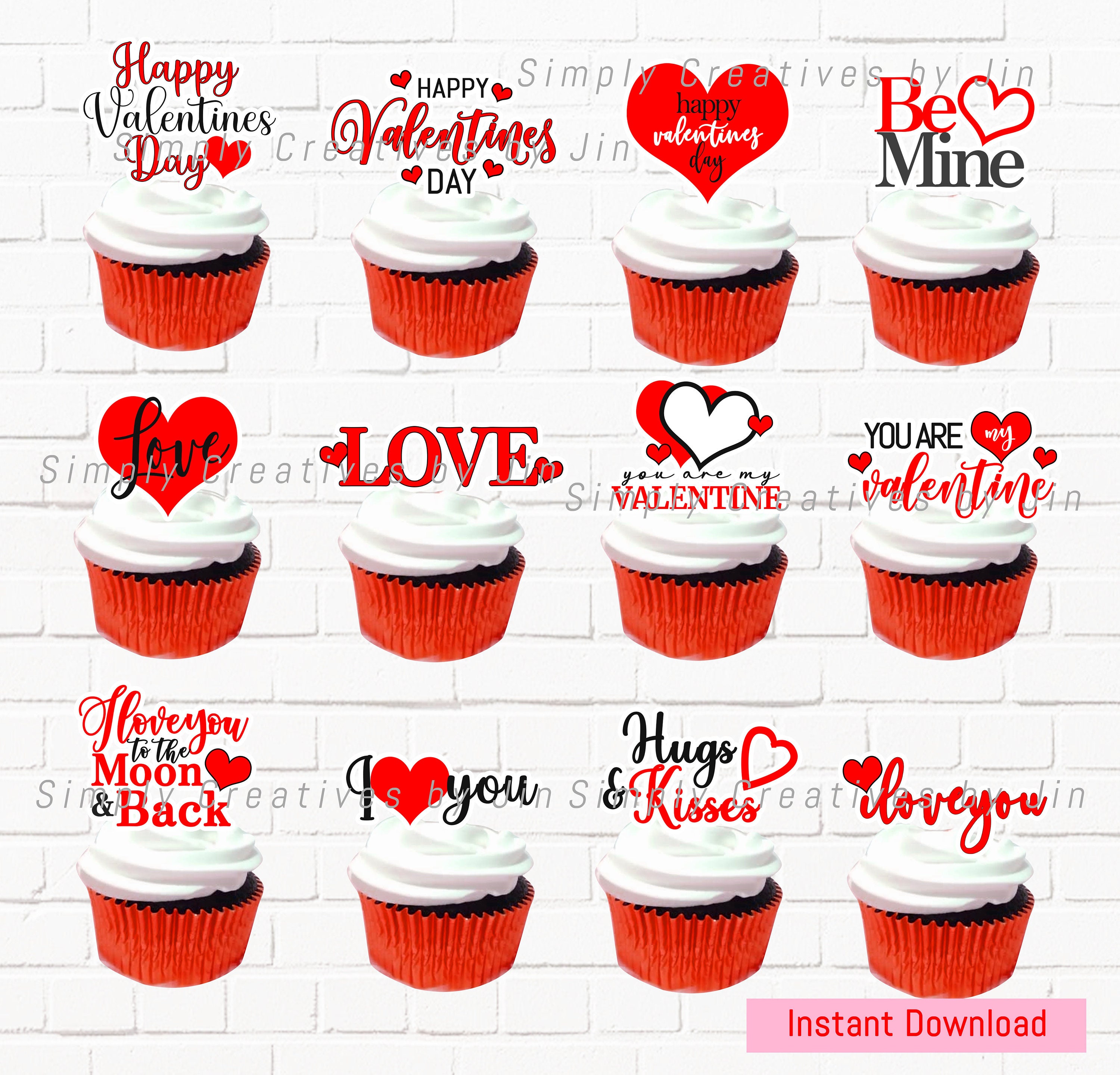 Valentines Day Cupcake Topper Printable World Teachers' Day Instant ...