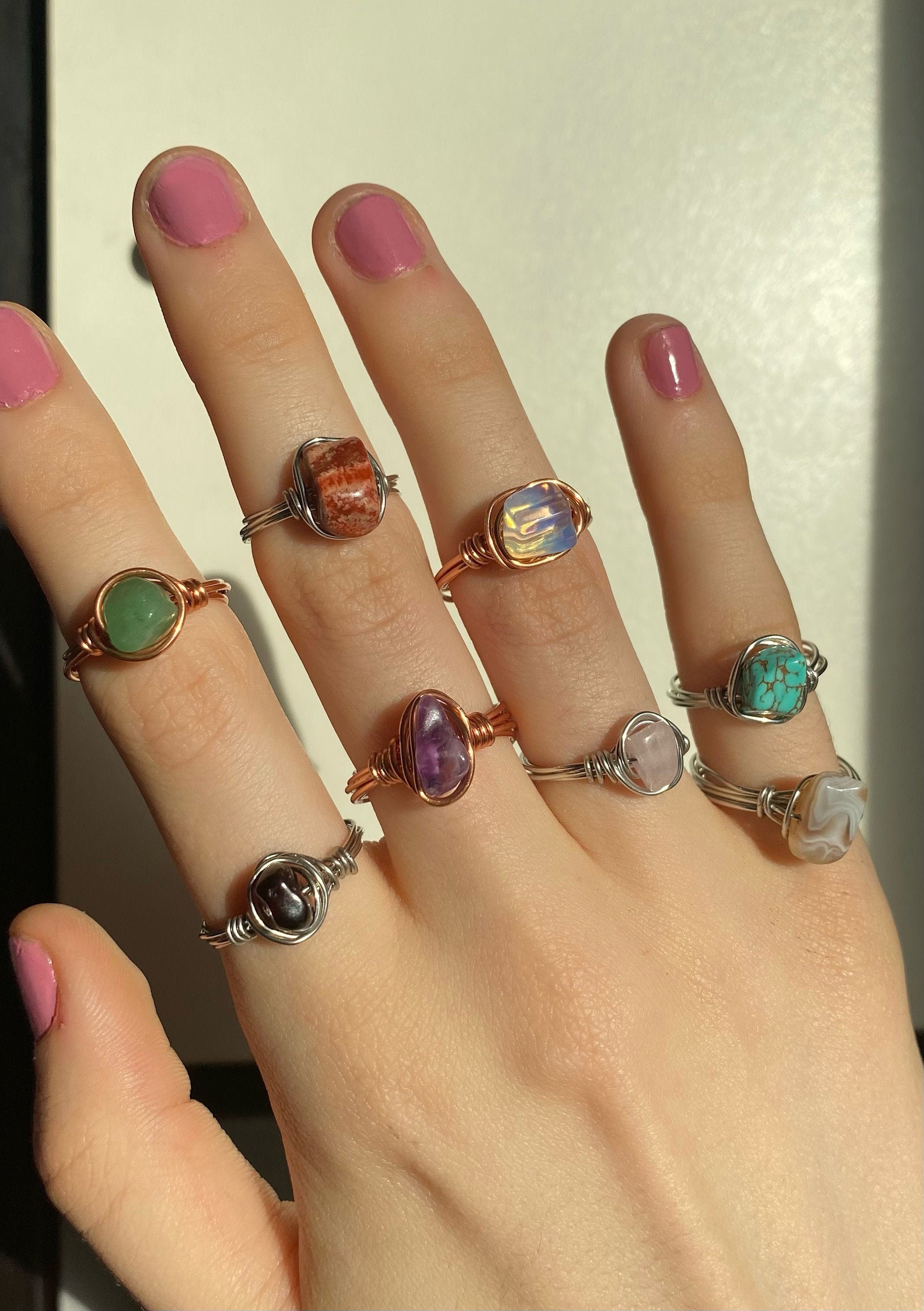 Handmade Gemstone Wire Ring Etsy