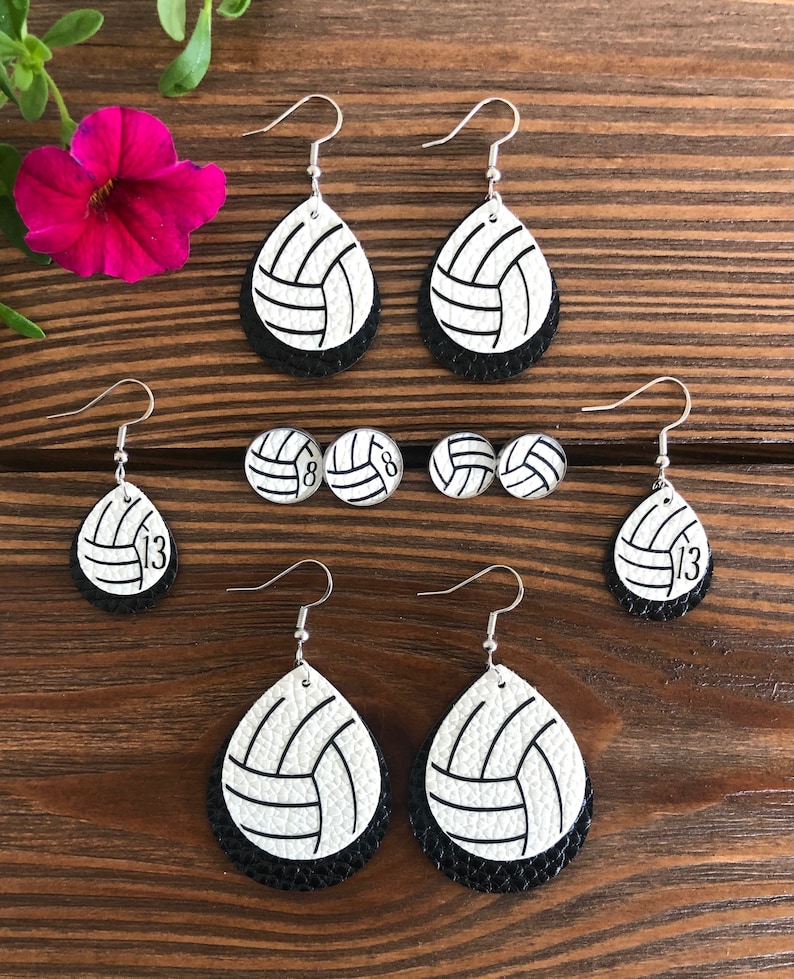 Volleyball Earrings Layered Faux Leather Dangle Earrings or Etsy