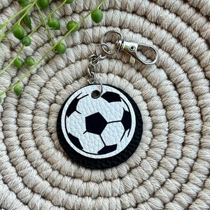 Soccer Keychain, Soccer Key Ring, Faux Leather Keychain, Soccer Bag Tag, can be Personalized!