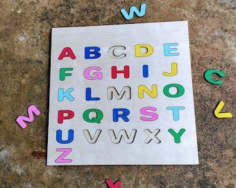Wooden Alphabet Puzzle - Letter ABC Puzzle - Early Educational Learning Toys - Wooden alphabet - First Christmas - Birthday Gift